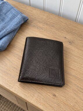 Vintage Christian Dior Brown Leather Bifold Wallet CD Logo 70s 80s COA